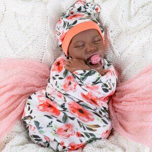Black Reborn Baby Dolls 18 inches Lifelike Newborn Black American Girl Doll